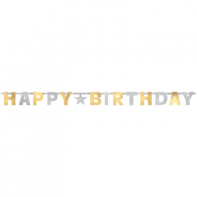 Banner Happy Birthday silver/gold 2