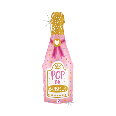 Balónek fóliový Láhev šampaňského Pop the bubbly růžová Albi Albi